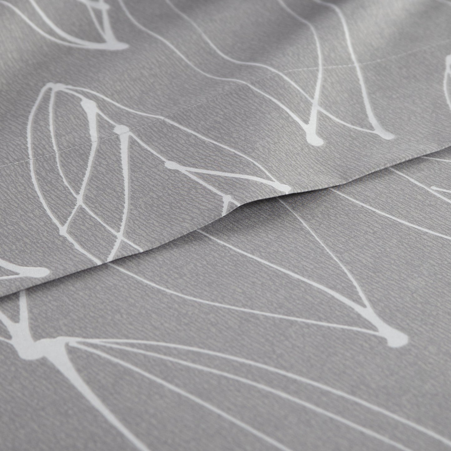 Botanical Printed Microfiber Sheet Set, Grey