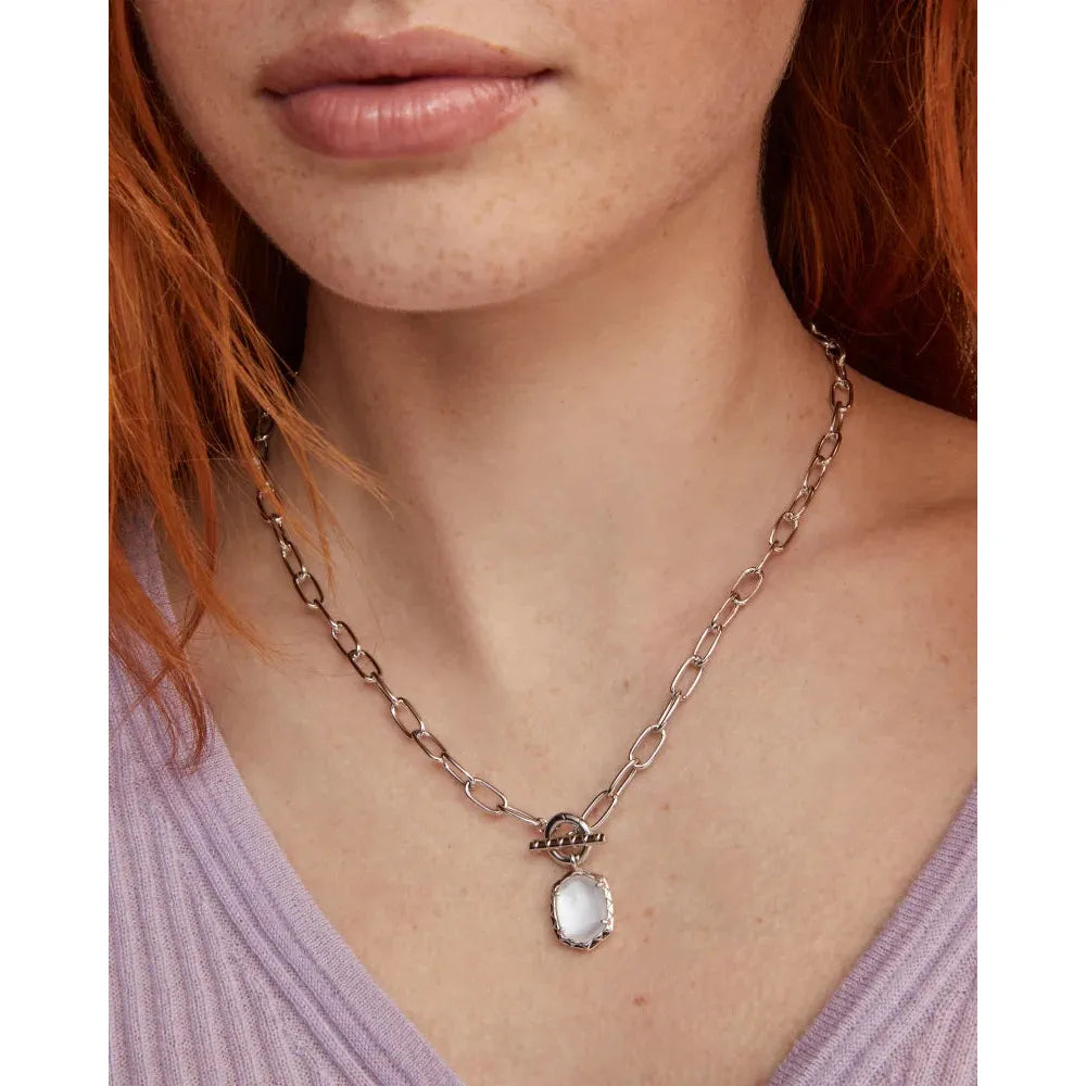 Kendra Scott Daphne Silver Toggle Necklace, Mother of Pearl