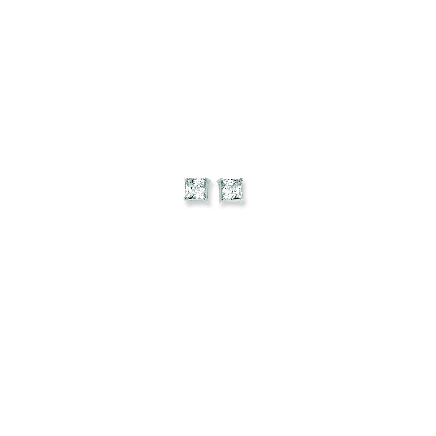 14K Gold Princess Cut CZ Stud Earring