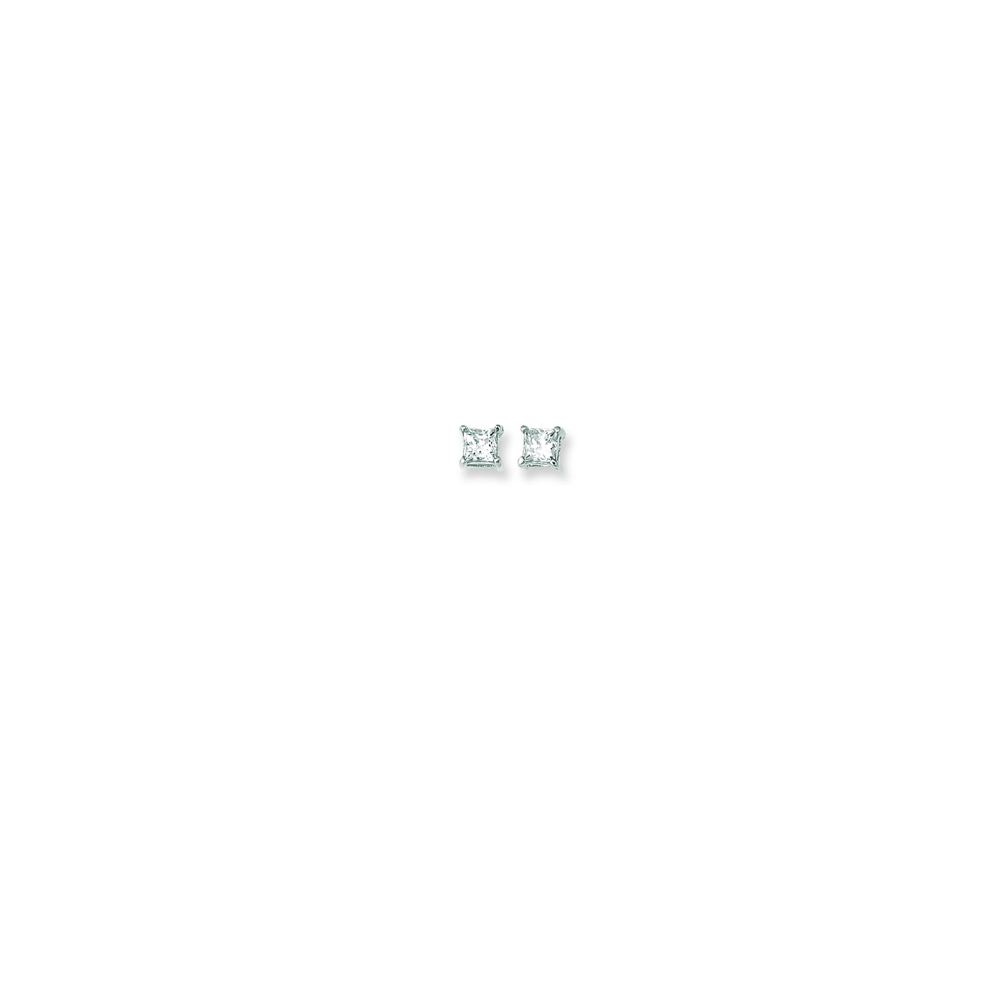 14K Gold Princess Cut CZ Stud Earring
