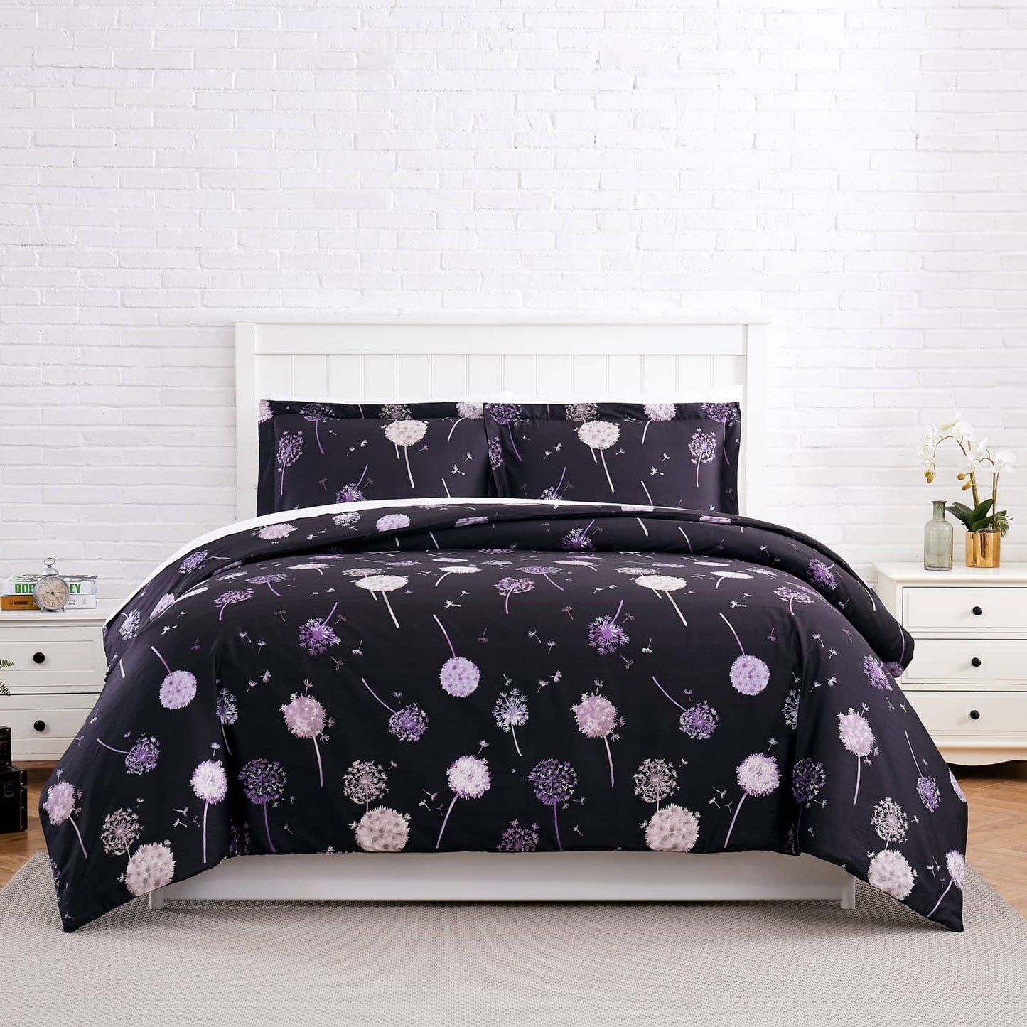 Dreamy Dandelion Duvet Cover Set, Carbon