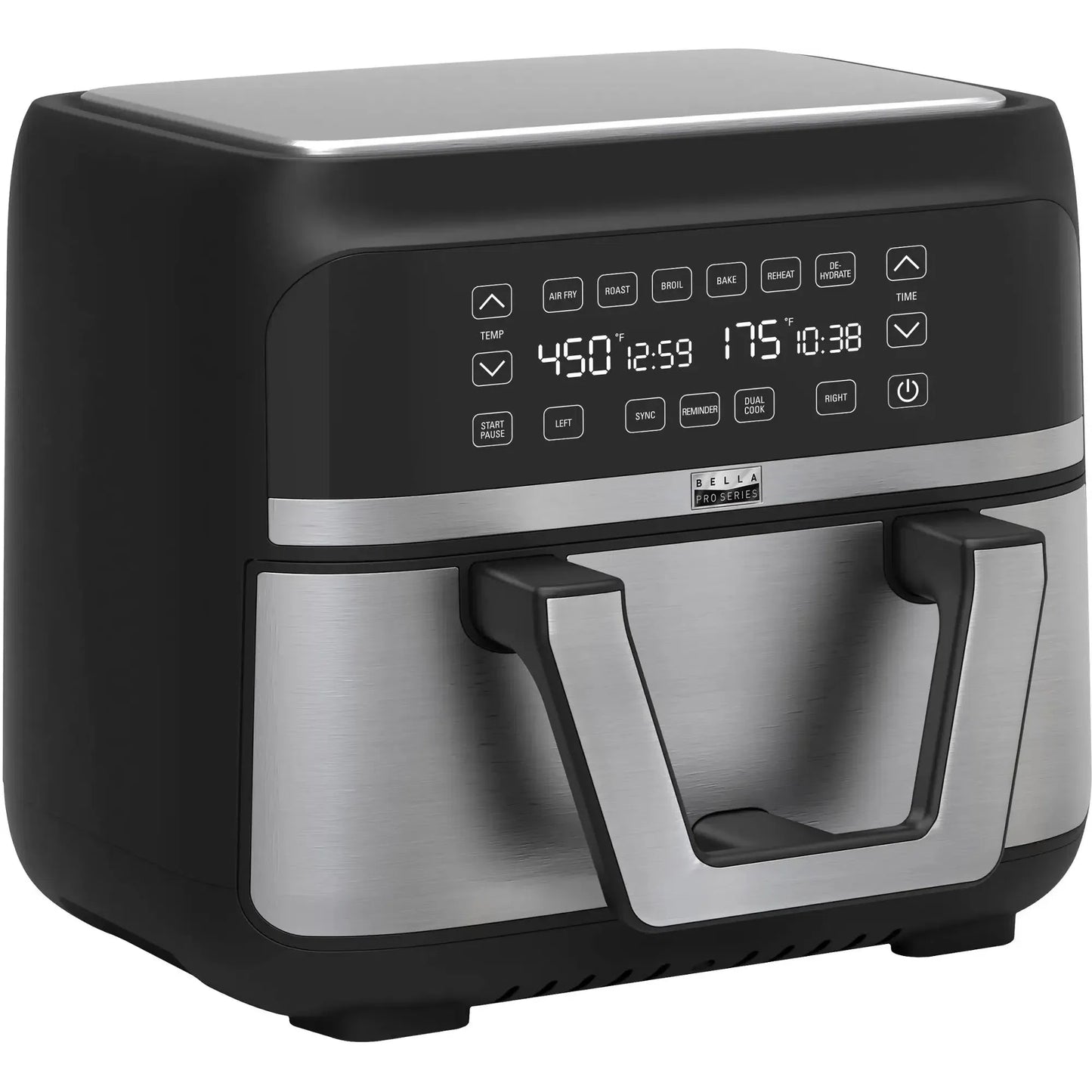 Bella PRO 9 Quart Digital Air Fryer with Dual Flex Basket, Stainless Steel