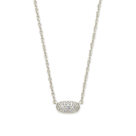 Kendra Scott Grayson White Crystal Pendant Necklace, Silver